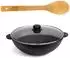 Brizoll Wok 28cm, 3,7L, Gusseisen, mit Glasdeckel und Kochlöffel (BZ-W28+Glasdeckel28+KL-B)