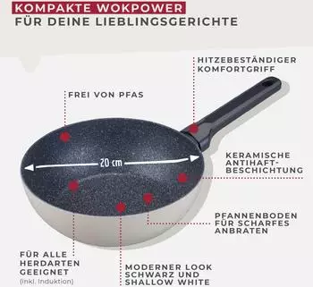 Fackelmann Mini-Wokpfanne Balance Keramik antihaft Ø20cm