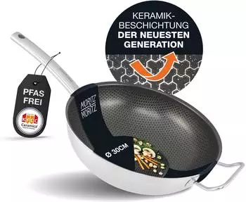 Moritz & Moritz Wokpfanne 30cm Edelstahl Antihaft-Wabenstruktur (36504)