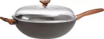Sambonet Rock'n'Rose Wokpfanne mit Deckel, Aluminium, schwarz, 32cm (51033-32)
