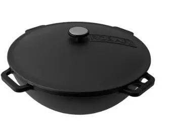 Robari Wok Kasan Gusseisen mit Deckel 12 L 40 cm