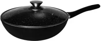 Cheffinger Wokpfanne mit Deckel Ø28cm, Marmor-Antihaftbeschichtung, Induktion