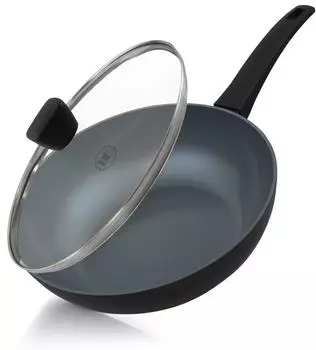 BE Living Delight Wokpfanne mit Glasdeckel, Keramik PFAS-frei, Ø28cm (BLCWK02028BK)