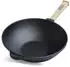 Brizoll Wok Bratpfanne Ø26cm, 2,8L, Gusseisen, Holzgriff, Glasdeckel, Induktion