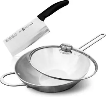 ZWILLING Twin Nova Wok 30 cm 5,5 l Edelstahl mit Glasdeckel