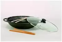 Kr&uuml;ger SCO11, KR&Uuml;GER Wok Leipzig SCO11 | Aluguss | 36 cm &Oslash; | Glasdeckel | Antihaft