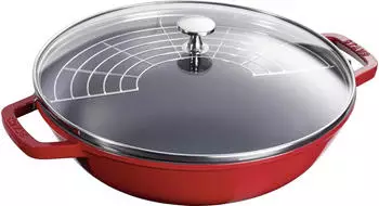 Staub Gusseisen Wok 30 cm mit Deckel kirschrot Staub Gusseisen Wok 30 cm mit Deckel kirschrot