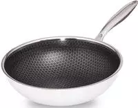 HENSSLERS Wok Edelstahl 1 tlg. 3-Schicht Materia, Wabenstruktur und