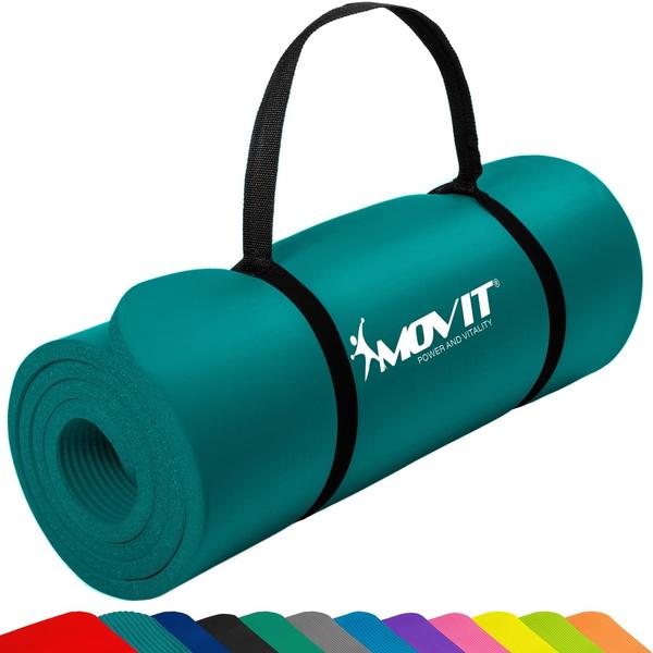 Movit Yogamatte Pilates Gymnastikmatte, 190 x 100 x 1,5 cm petrol