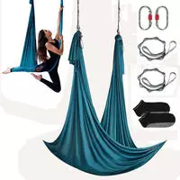 VEVOR Aerial Yoga H&auml;ngematte Set 5 x 2,8 m, Gr&uuml;n Aerial Yoga Swing Air...