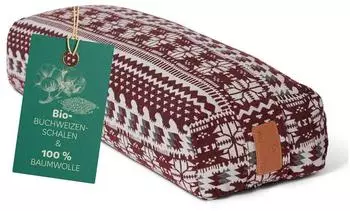 DoYourYoga Paravati Yoga-Bolster Buchweizenf&uuml;llung, Baumwolle, rot/wei&szlig; (Style 9)