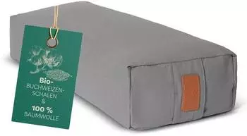 DoYourYoga Yoga Bolster Paravati mit Bio-Buchweizenschalen, zementgrau (67x22x13cm)