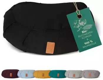 DoYourYoga Zafu Halbmondkissen Ganesh Bio-Buchweizenfüllung, schwarz, 45x30x14cm