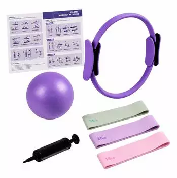 Relaxdays Pilates-Set 6-teilig Ring, Ball & Bänder