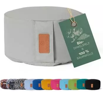 DoYourYoga Vishnu rundes Yoga-Bolster, Bio-Dinkelspelz, grau, 30x15cm