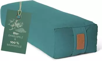 DoYourYoga Yoga Bolster Paravati, Bio-Dinkelspelz, 67x22x13cm, dunkelgr&uuml;n