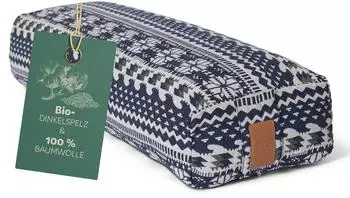 DoYourYoga Yoga Bolster Paravati rechteckig, Bio-Dinkelspelz, blau/wei&szlig; (Style 1)