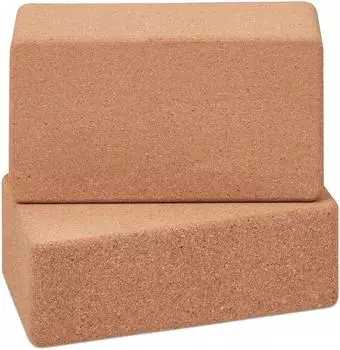 Relaxdays Yogablock aus Kork, 12x22,5x7cm, 2er-Set