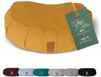 DoYourYoga Zafu Halbmondkissen &raquo;Ganesh&laquo; Bio-Dinkelspelz, 45x30x14cm