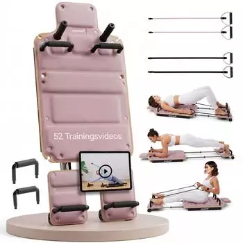 Juskys Movea Pilates Reformer Board faltbar, Birkenholz & Aluminium, bis 200kg (302662)