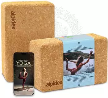Alpidex Yoga Block Set 2er Naturkork 23x14x7,5cm (16095)