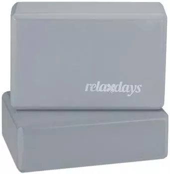 Relaxdays Yogablock 10er Set, Hartschaum, rutschfest, 8x23x15cm, grau