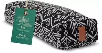 DoYourYoga Yoga Bolster Paravati rechteckig, Bio-Dinkelspelz, 67x13cm, schwarz/wei&szlig; (Style 7)