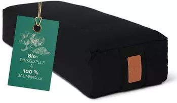 DoYourYoga Yoga Bolster Paravati, Bio-Dinkelspelz, rechteckig, schwarz (67x13cm)