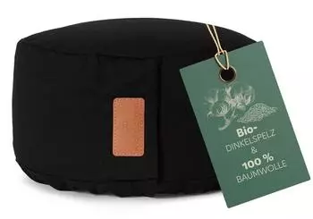 DoYourYoga Vishnu Meditationskissen rund, Dinkelspelz, schwarz (15x30cm)