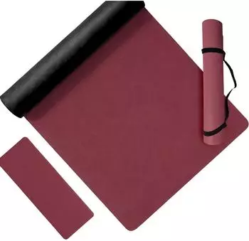 Relaxdays Yogamatte mit Tragegurt, 5mm, dunkelrot