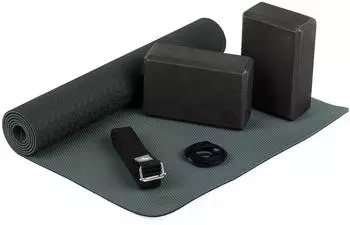 bodhi Flow Yoga-Set mit Matte, Block & Gurt, schwarz