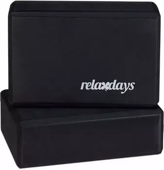 Relaxdays Yogablock Schaumstoff, rutschfest, 2er-Set