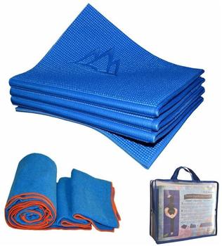 Khataland Yogamatte und -handtuch, faltbar, 172,7 x 61 x 0,4 cm, Blau