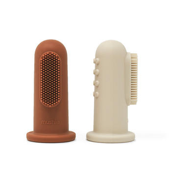 Mushie Finger Toothbrush Clay/Shifting Sand (2 Stk.)