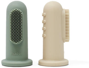 Mushie Finger Toothbrush Shifting Sand/Cambridge blue (2 Stk.)