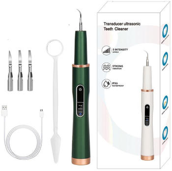 INF Ultraschall-Zahnsteinentferner mit 4 Reinigungsk&ouml;pfe gr&uuml;n