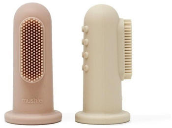 Mushie Finger Toothbrush Shifting Sand/Blush (2 Stk.)
