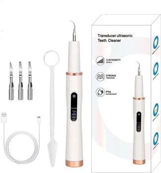 INF Ultraschall-Zahnsteinentferner mit 4 Reinigungsk&ouml;pfe wei&szlig;