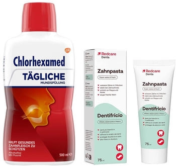 Chlorhexamed T&auml;gliche Mundsp&uuml;lung 0,06% + Redcare Zahnpasta (500ml + 75ml)