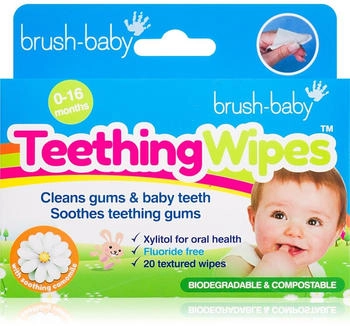Brush-Baby Applemint Teething Wipes for Kids 20 Stk.