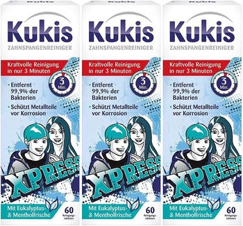 Kukident Kukis Zahnspangenreiniger Xpress (3 x 60 Stk.)