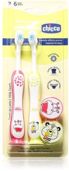 Chicco Toothbrush Set 3-6 y+ Zahnbürste mit Saugnapf für Kinder Hippo-Panda