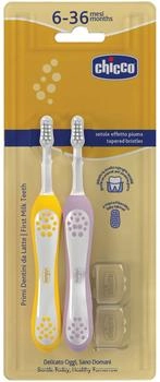 Chicco Toothbrush Set 6-36m Zahnbürste für Kinder Lilac-Mustard 6-36m 2 St.