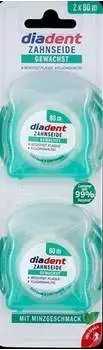 Diadent Zahnseide gewachst, fluoridhaltig mit Minzgeschmack, 2 x 80 m