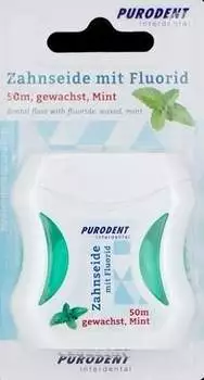 Purodent Zahnseide mit Fluorid, gewachst, Mint