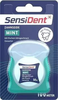 Sensident Zahnseide mint mit Fluorid, gewachst