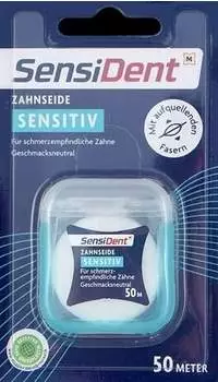 Sensident Zahnseide sensitiv mit aufquellenden Fasern, geschmacksneutral