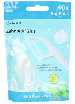 Hager Pharma Miradent Zahnpick 2in1 Minze 40 Stk.