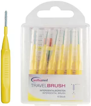 wellsamed TravelBrush Interdentalbürsten 0,7 mm S gelb (6 Stk.)
