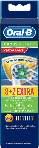 Oral-B CrossAction Bakterienschutz Ersatzbürsten (8 + 2 Stk.)
